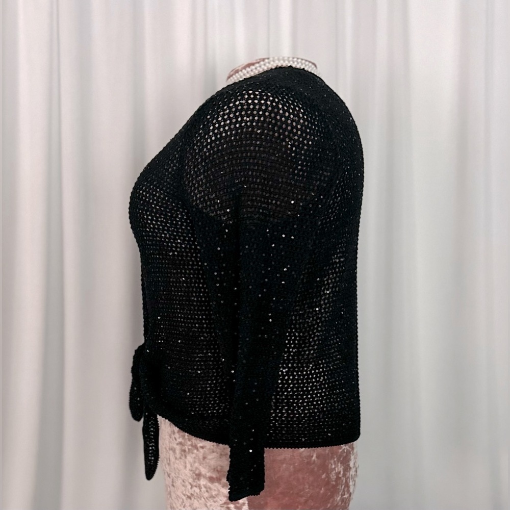 Jones New York Signature Front Collarless Long Sleeve Cardigan Sequin (649) - Picture 6 of 10